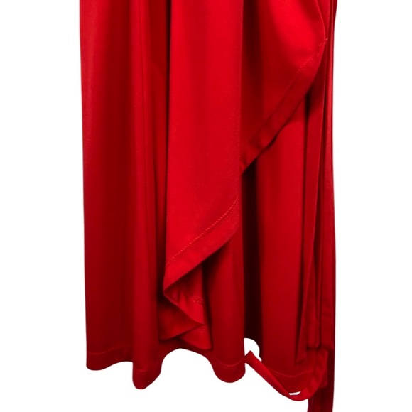 Ellen Tracy Wrap Dress, Red Dress, Faux Wrap Dress with 3/4 Sleeves, Lined - Picture 7 of 16